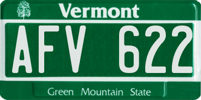 VT license plate AFV622