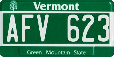VT license plate AFV623