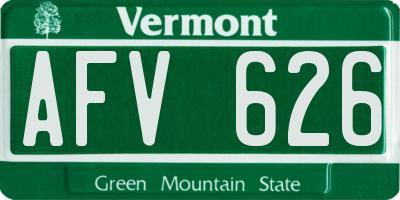 VT license plate AFV626