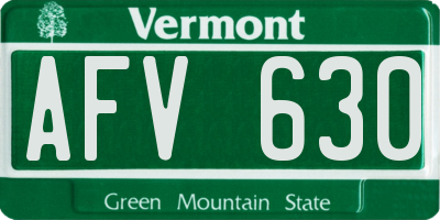 VT license plate AFV630