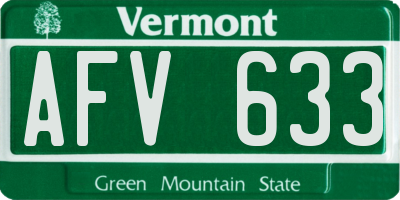 VT license plate AFV633