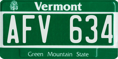 VT license plate AFV634