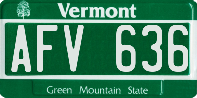 VT license plate AFV636