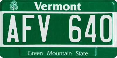 VT license plate AFV640