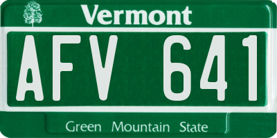 VT license plate AFV641