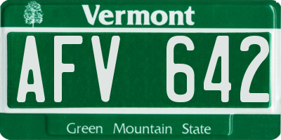 VT license plate AFV642