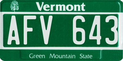 VT license plate AFV643