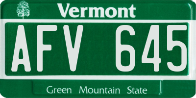 VT license plate AFV645