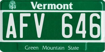 VT license plate AFV646