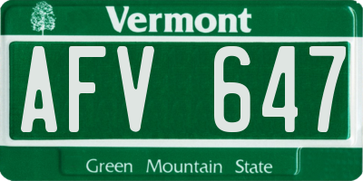 VT license plate AFV647