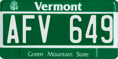 VT license plate AFV649