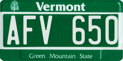 VT license plate AFV650