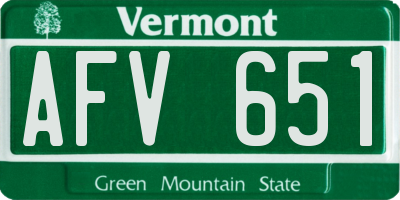VT license plate AFV651