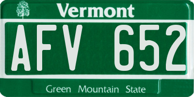 VT license plate AFV652