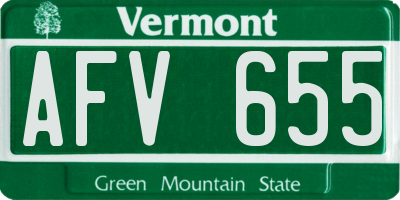 VT license plate AFV655