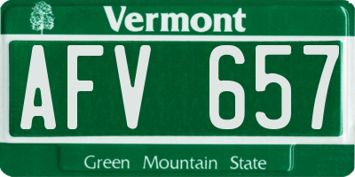 VT license plate AFV657