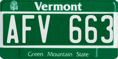 VT license plate AFV663