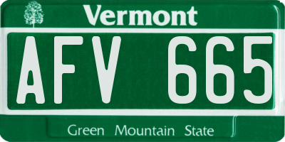 VT license plate AFV665