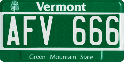 VT license plate AFV666