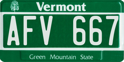 VT license plate AFV667