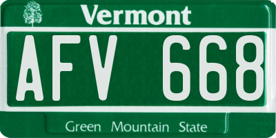 VT license plate AFV668