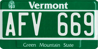 VT license plate AFV669