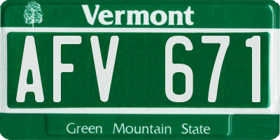 VT license plate AFV671