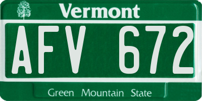 VT license plate AFV672
