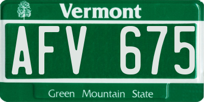 VT license plate AFV675