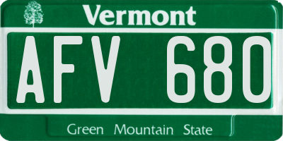 VT license plate AFV680
