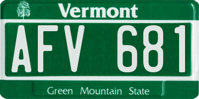 VT license plate AFV681