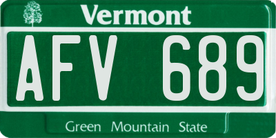 VT license plate AFV689