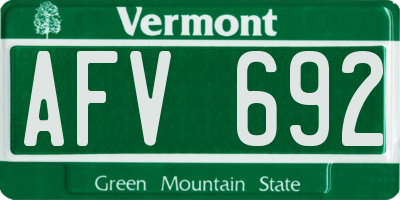 VT license plate AFV692