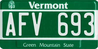 VT license plate AFV693
