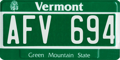 VT license plate AFV694
