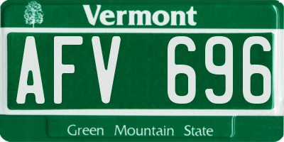 VT license plate AFV696