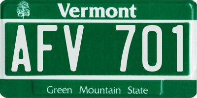 VT license plate AFV701