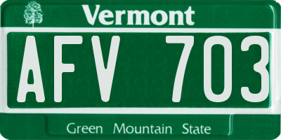 VT license plate AFV703