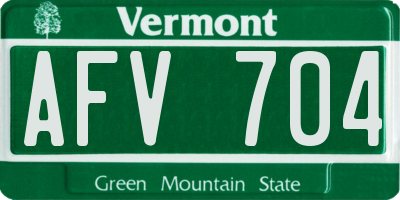 VT license plate AFV704