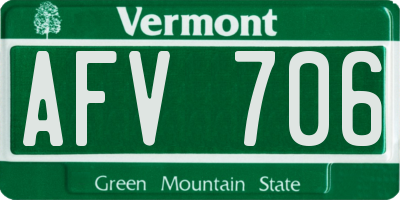 VT license plate AFV706