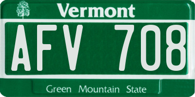VT license plate AFV708