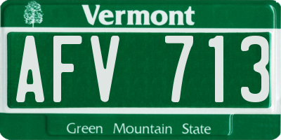 VT license plate AFV713