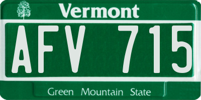 VT license plate AFV715