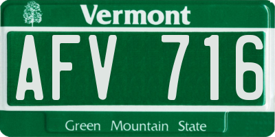 VT license plate AFV716