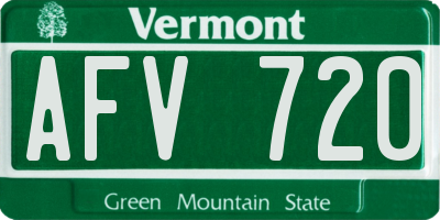 VT license plate AFV720