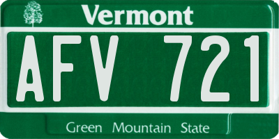 VT license plate AFV721