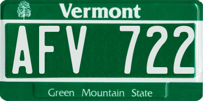 VT license plate AFV722