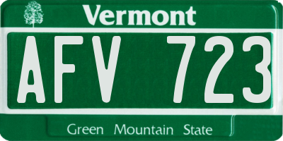 VT license plate AFV723