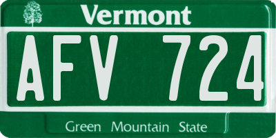 VT license plate AFV724