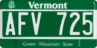 VT license plate AFV725